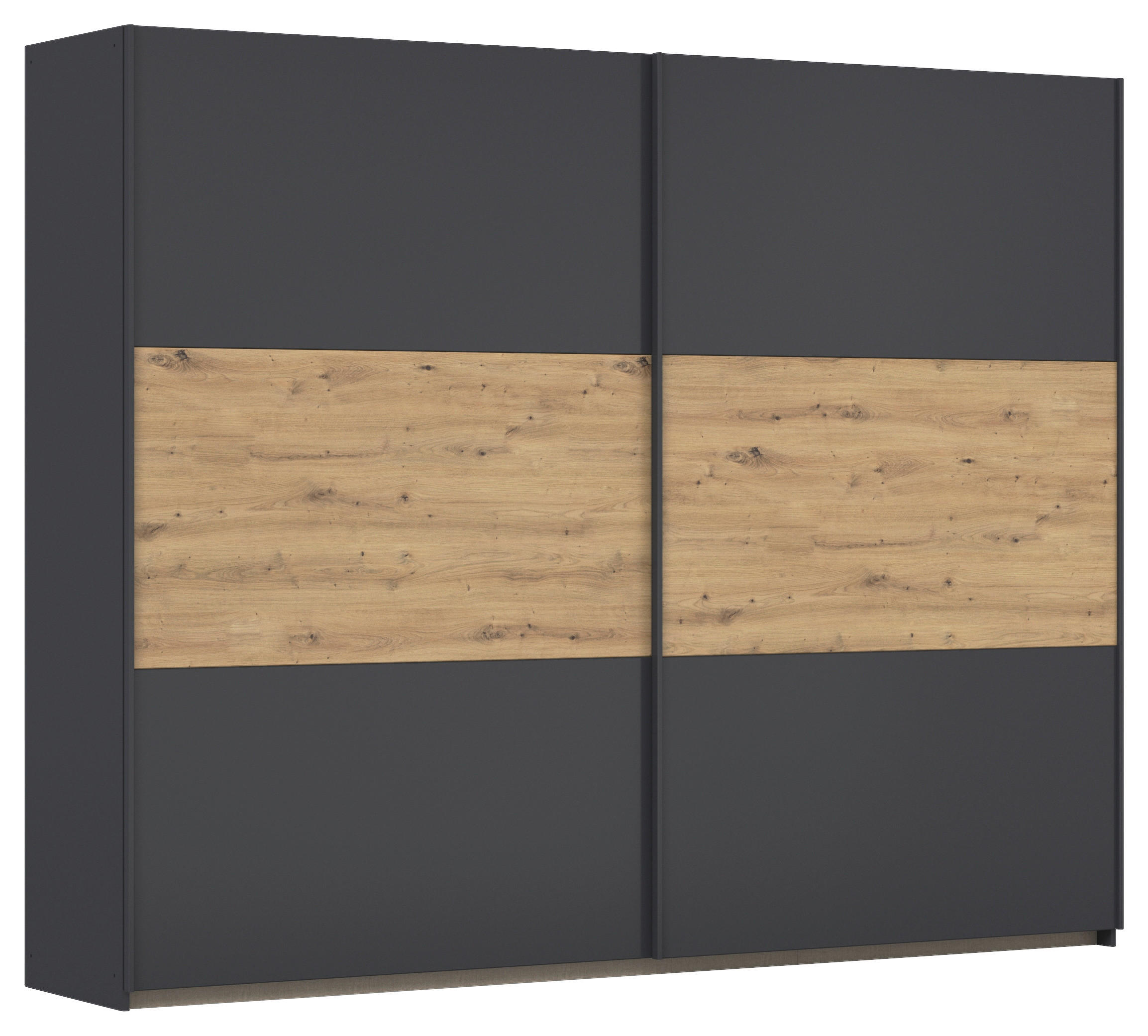 SCHWEBETÜRENSCHRANK in Grau, Eiche Artisan  - Eiche Artisan/Grau, Modern, Holzwerkstoff/Metall (261/210/59cm) - Rauch Möbel