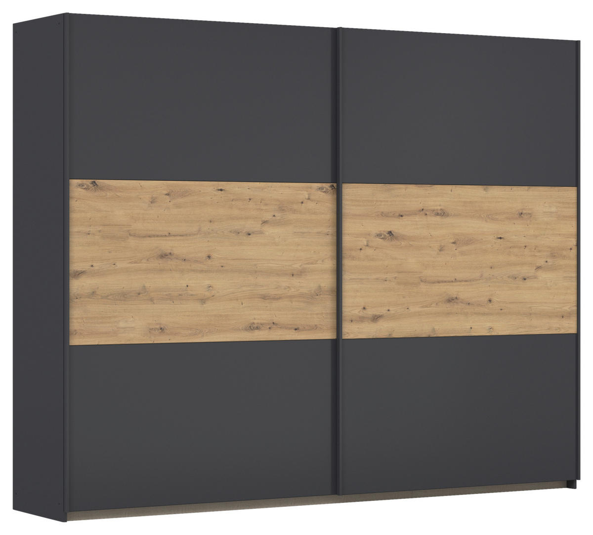 SCHWEBETÜRENSCHRANK 261/210/59 cm 2-türig Grau, Eiche Artisan  - Eiche Artisan/Grau, MODERN, Holzwerkstoff/Metall (261/210/59cm) - Rauch Möbel