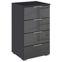ÉJJELISZEKRÉNY szürke  - alumíniumszínű/szürke, Basics, műanyag/faalapú anyag (47/81/42cm) - Carryhome