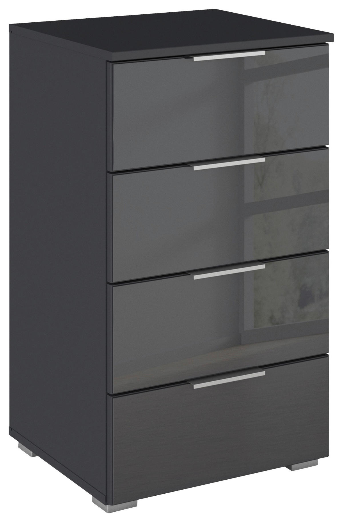 ÉJJELISZEKRÉNY szürke  - alumíniumszínű/szürke, Basics, műanyag/faalapú anyag (47/81/42cm) - Carryhome
