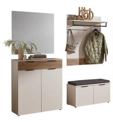 GARDEROBE 4-teilig  in 190/199/40 cm  - Kaschmir/Eichefarben, Design, Holzwerkstoff (190/199/40cm) - Voleo