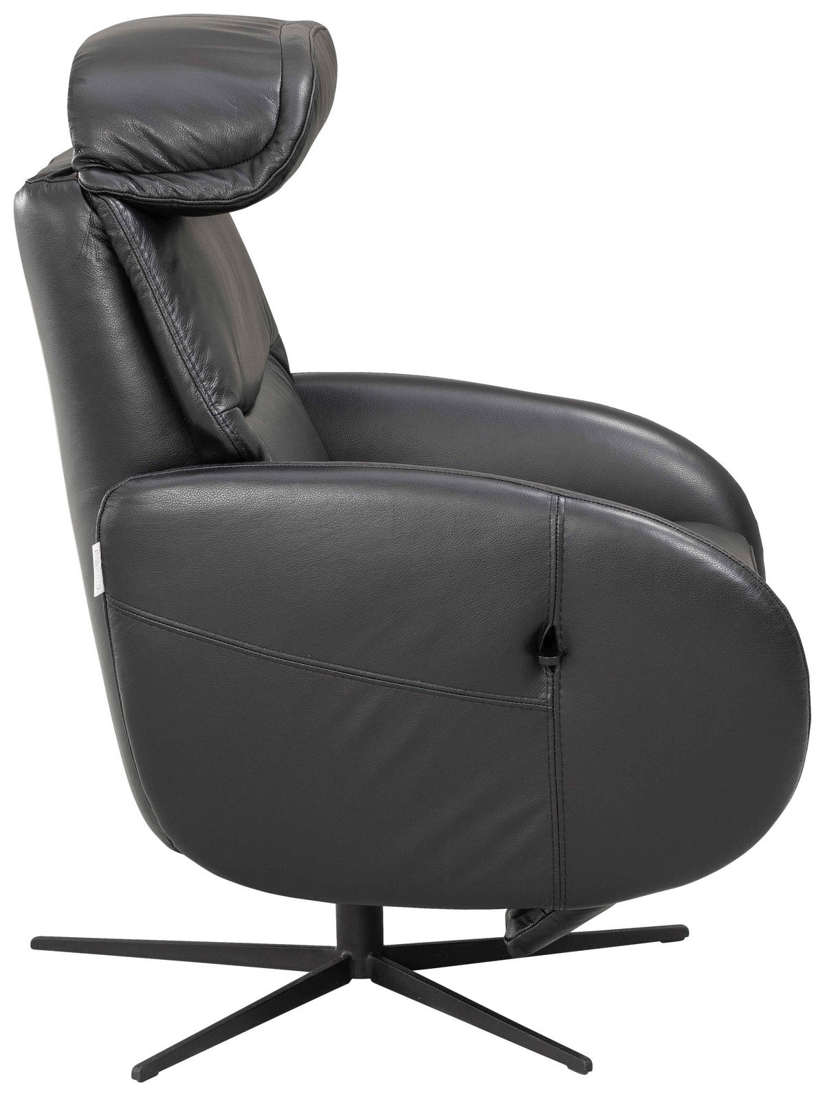 RELAXSESSEL Itala Echtleder Relaxfunktion, Kopfteilverstellung, Rücken echt    - Schwarz, Design, Leder (71/110/80cm) - Novel