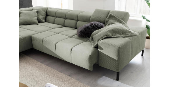 ECKSOFA  in Cord Dunkelgrün  216/321 cm  - Dunkelgrün/Schwarz, Design, Textil/Metall (216/321cm) - Hom`in