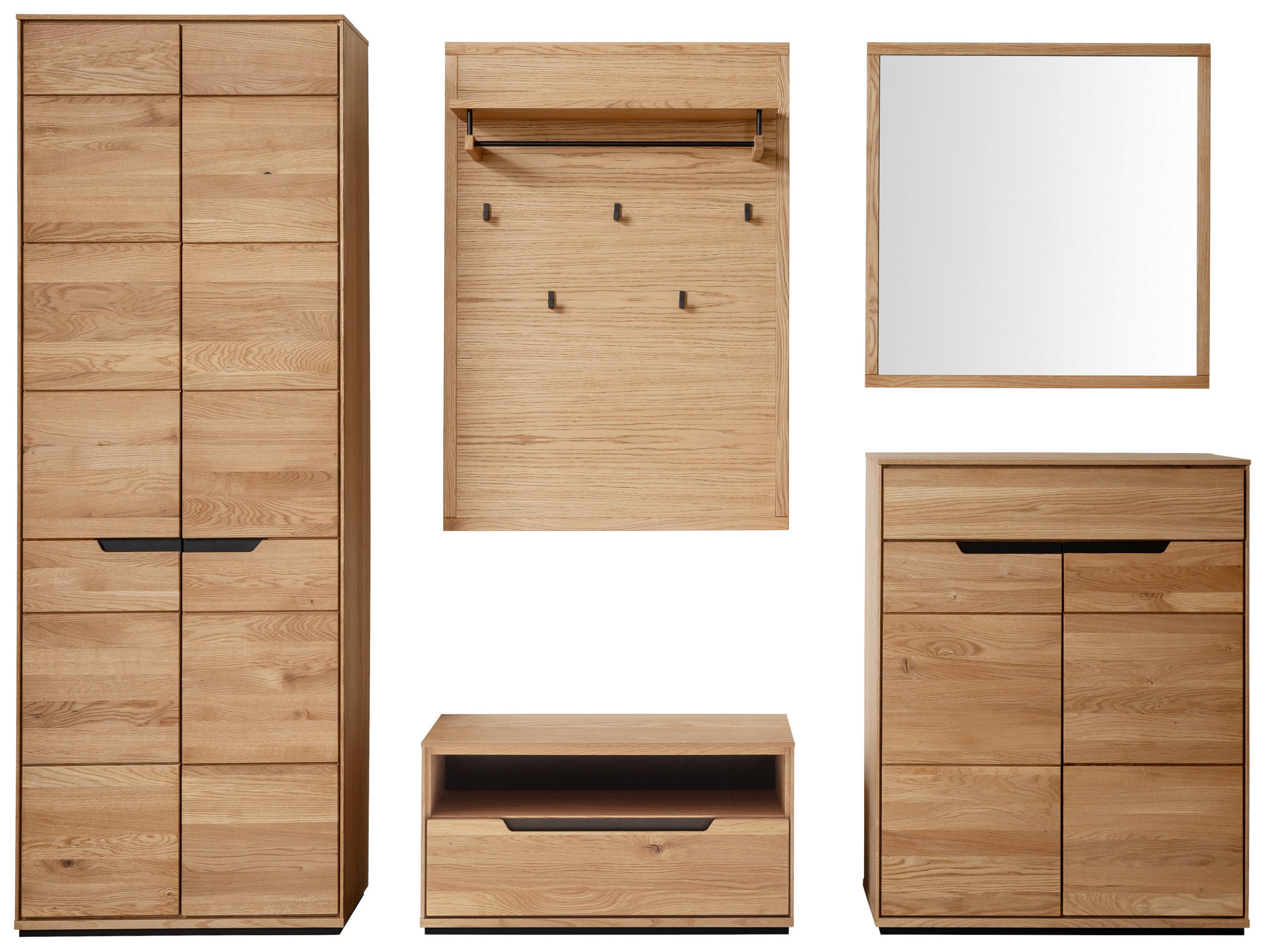 GARDEROBE 5-teilig  in 267/195/41 cm  - Wildeiche, Natur, Holz/Holzwerkstoff (267/195/41cm) - Linea Natura