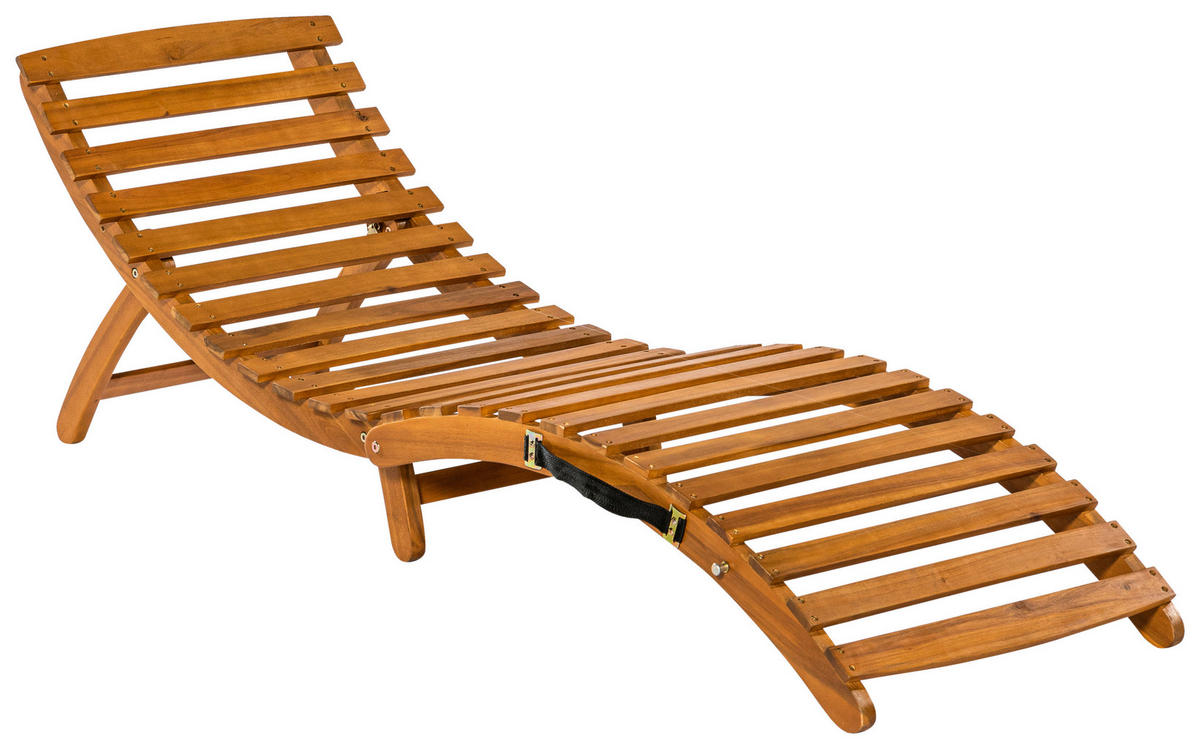 GARTENLIEGE 54/60/180 cm Akazie  - Grau/Akaziefarben, KONVENTIONELL, Holz/Textil (54/60/180cm) - Gardenson