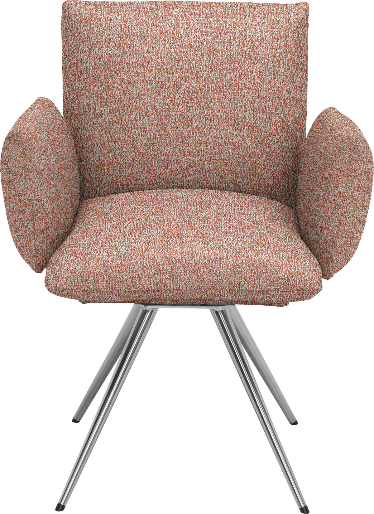 ARMLEHNSTUHL  Lederauswahl, Stoffauswahl, Sitzfläche 360° drehbar, automatische Rückholfunktion Webstoff  - Edelstahlfarben/Rot, Natur, Textil/Metall (72/90/65cm) - Venjakob