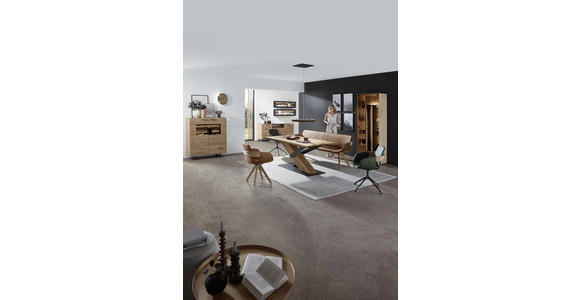 SITZBANK Echtleder Kerneiche vollmassiv Eichefarben - Eichefarben, Natur, Leder/Holz (184/87/57cm) - Valnatura