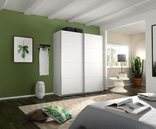 GARDEROB MED SKJUTDÖRRAR 181/230/62 cm 2-dörrar - vit/aluminiumfärg, Modern, metall/trämaterial (181/230/62cm) - Rauch Möbel