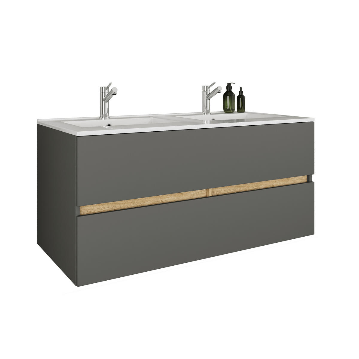 BADEZIMMER 2-teilig  in  - Honigeiche/Anthrazit, Trend, Keramik/Holzwerkstoff (112/51/47cm) - MID.YOU