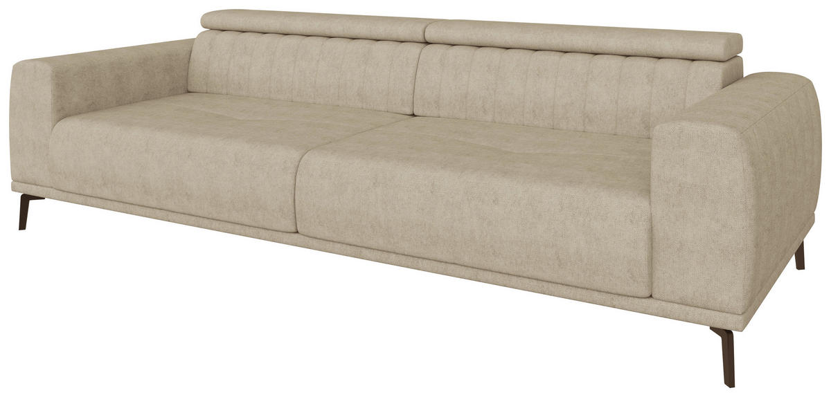 BIGSOFA Webstoff Beige  - Beige/Schwarz, KONVENTIONELL, Textil/Metall (280/80/110cm) - Carryhome