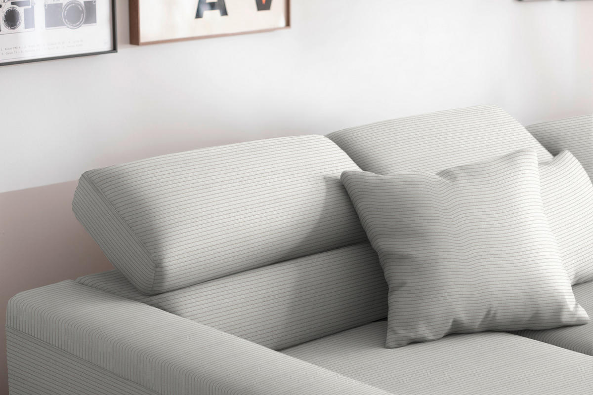 ECKSOFA Cord Greige  - Greige/Schwarz, Design, Textil/Metall (215-217/293cm) - Schöner Wohnen