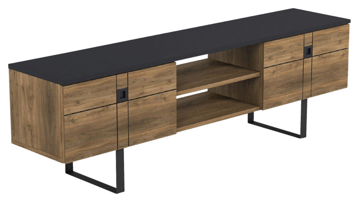 LOWBOARD Recife  in 160/50/35 cm  - Walnussfarben/Schwarz, Design, Holzwerkstoff (160/50/35cm) - Livetastic
