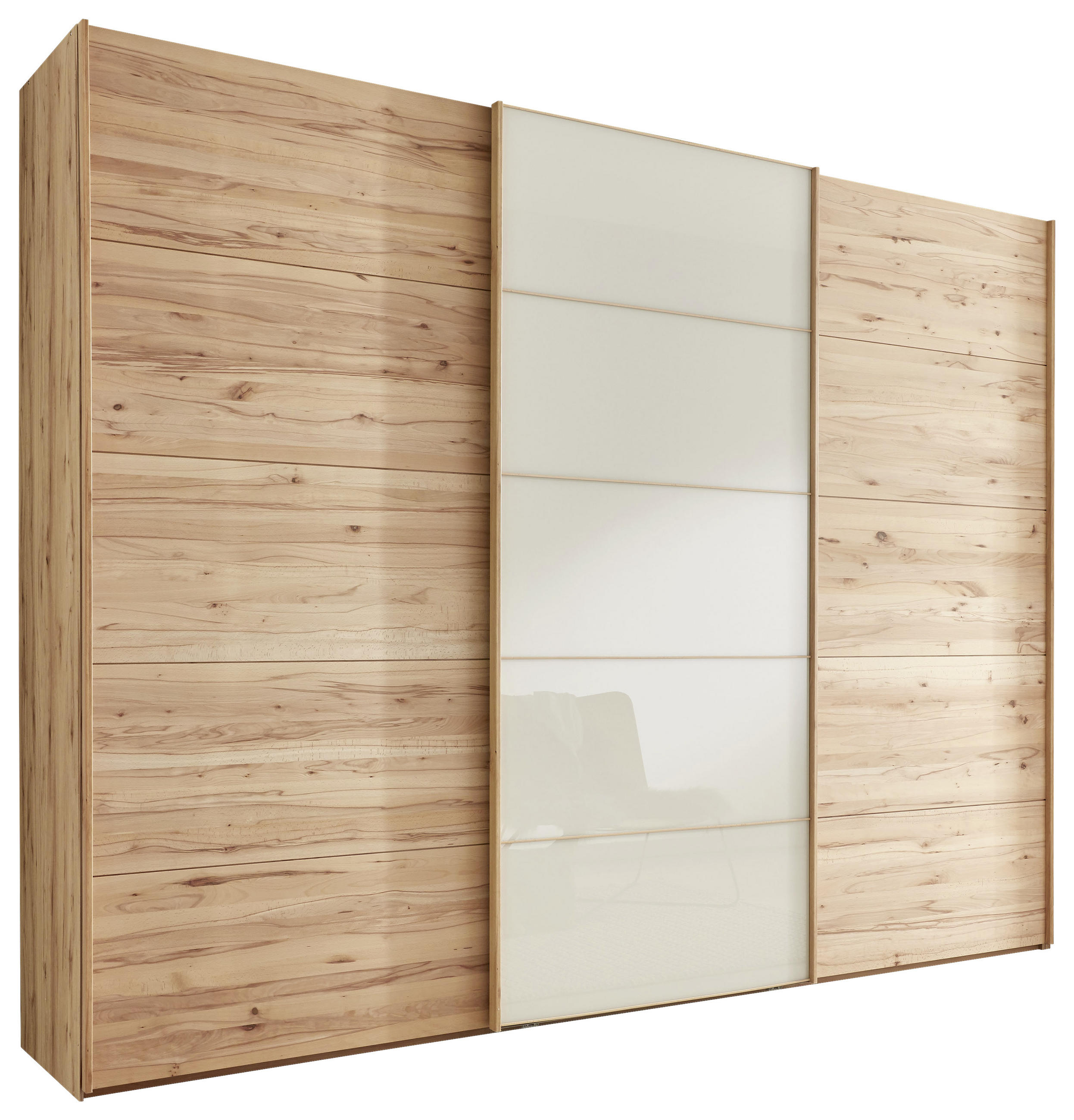 SCHWEBETÜRENSCHRANK 250/217/67 cm 3-türig Buchefarben, Champagner  - Champagner/Buchefarben, Natur, Glas/Holz (250/217/67cm) - Linea Natura