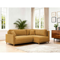 ECKSOFA MILOS Gelb Cord Rückenkissen, Bettkasten, Schlaffunktion, Rücken echt  - Gelb/Naturfarben, Design, Textil (224/148cm) - P & B