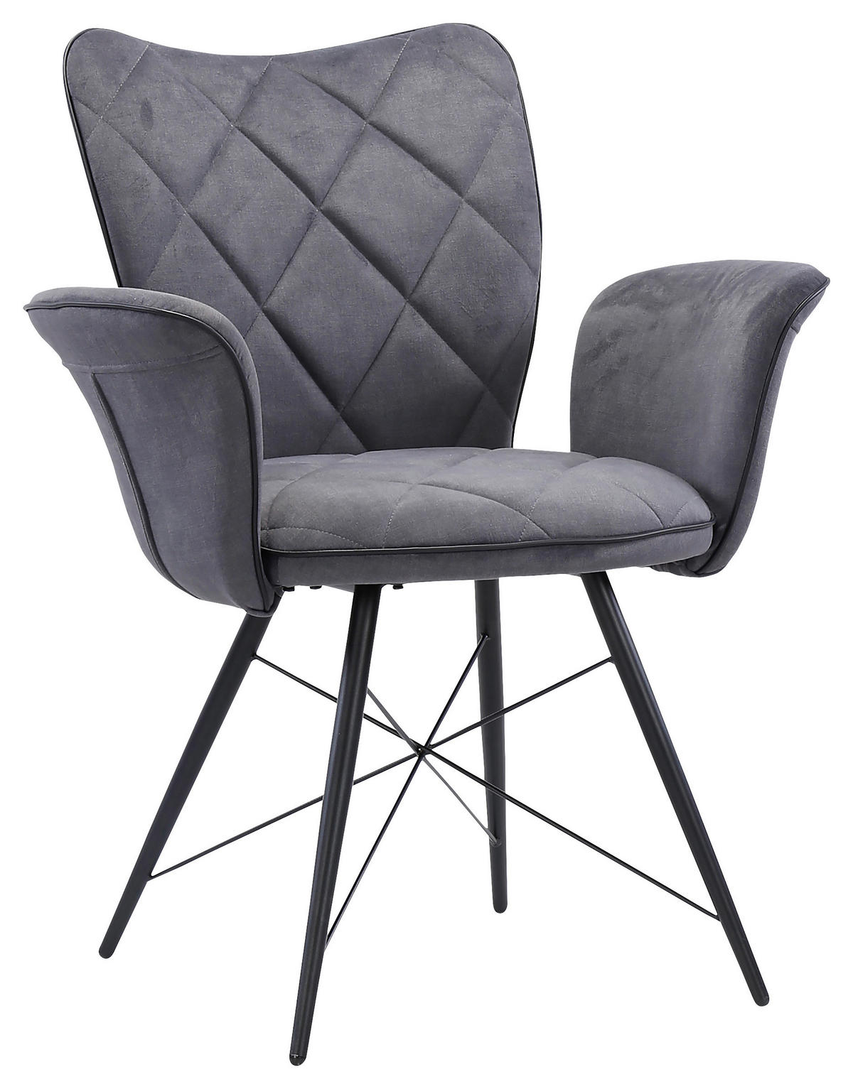 NASLANJAČ, tekstil siva  - črna/siva, Design, kovina/tekstil (72/89/62cm) - Hom`in