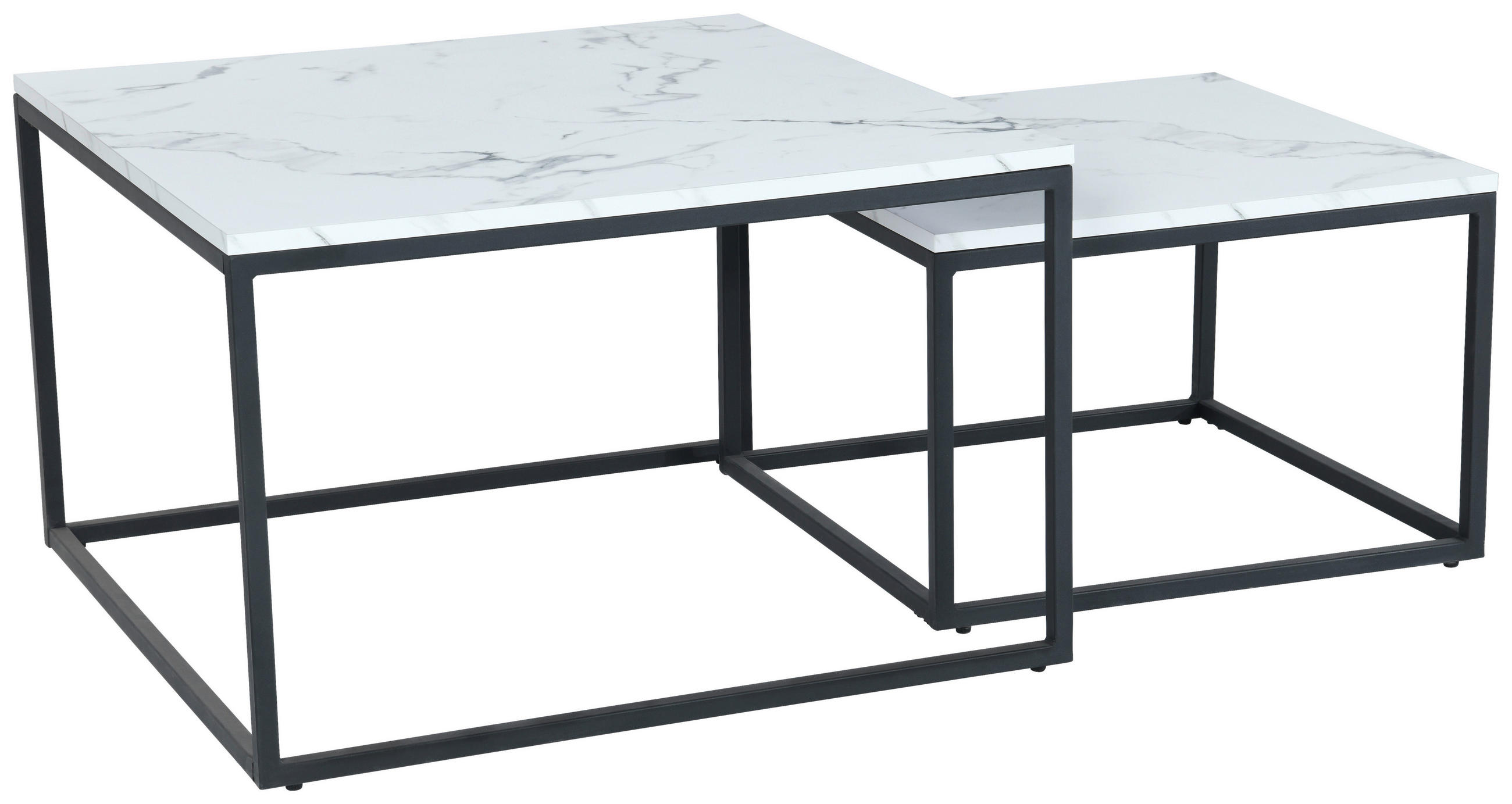 COUCHTISCH quadratisch Weiß  - Schwarz/Weiß, Design, Holzwerkstoff/Metall (80/50/80cm) - MID.YOU