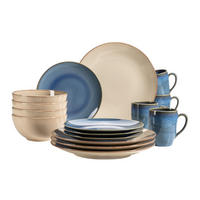 KOMBISERVICE Ossia 16-teilig  - Sandfarben/Hellblau, Basics, Keramik - Mäser