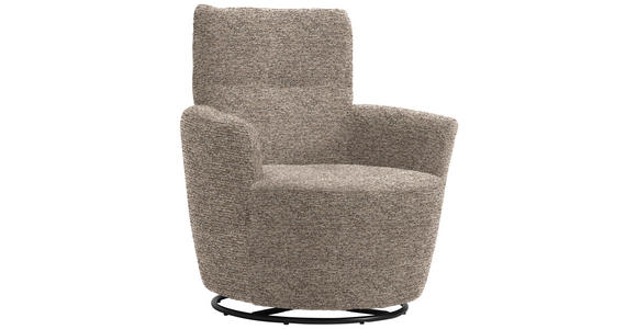 SESSEL in Chenille, Flachgewebe Hellbraun  - Hellbraun/Schwarz, Design, Textil/Metall (81/92/84cm) - Xora
