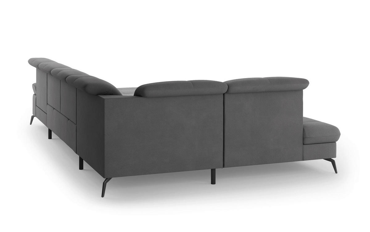 WOHNLANDSCHAFT in Flachgewebe Grau  - Schwarz/Grau, Konventionell, Textil/Metall (231/357/185cm) - Sit & More