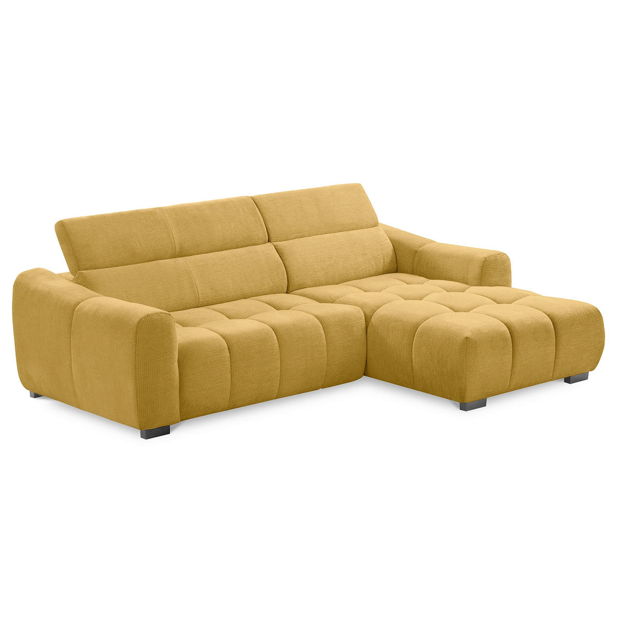 ECKSOFA  Webstoff Senfgelb  - Senfgelb/Schwarz, Design, Kunststoff/Textil (274/177cm) - Livetastic