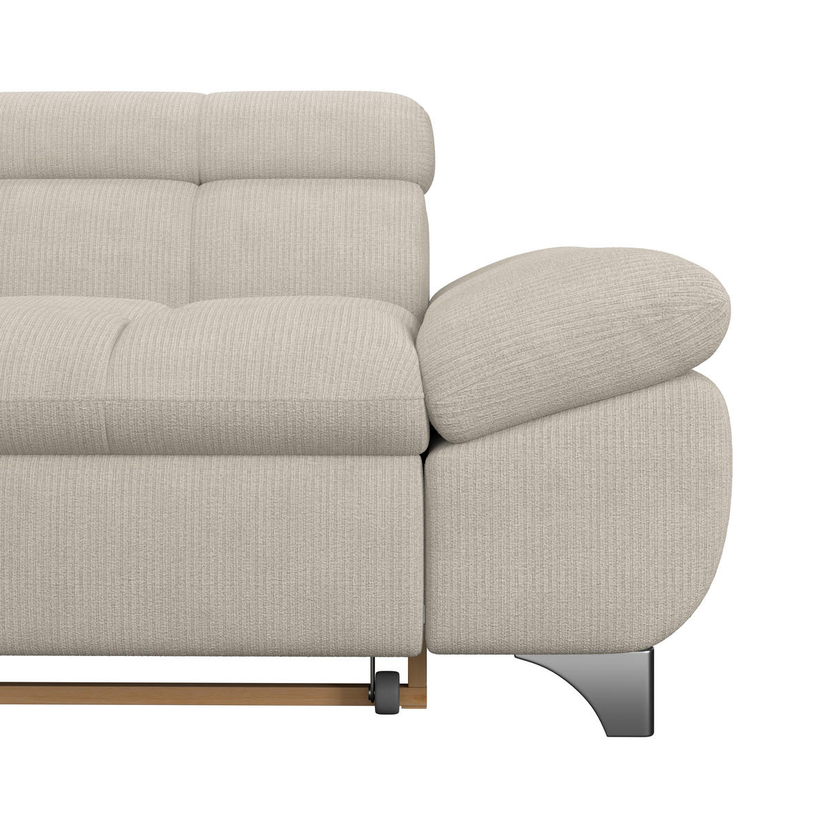 ECKSOFA Beige Chenille  - Chromfarben/Beige, KONVENTIONELL, Textil/Metall (234/312cm) - Livetastic