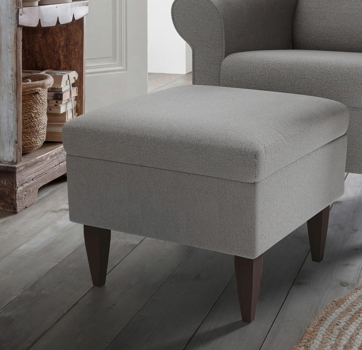 SESSELSET ASINO Struktur Hocker    - Wengefarben/Grau, KONVENTIONELL, Holz/Textil (80/102/86cm) - Livetastic