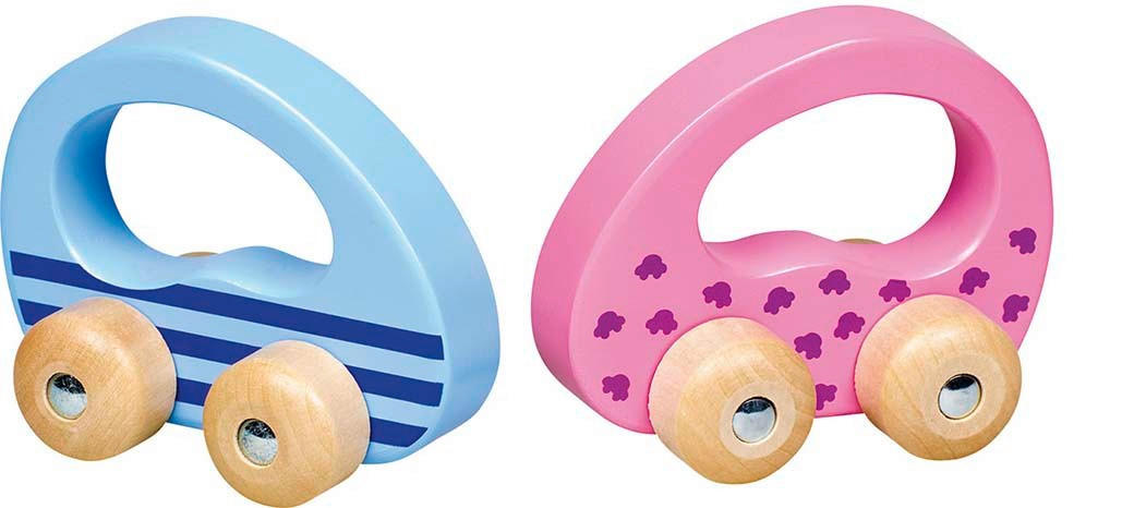 OTROŠKI AVTOMOBILČEK - modra/pink, Basics, les (10,5/5,5/8cm) - Goki