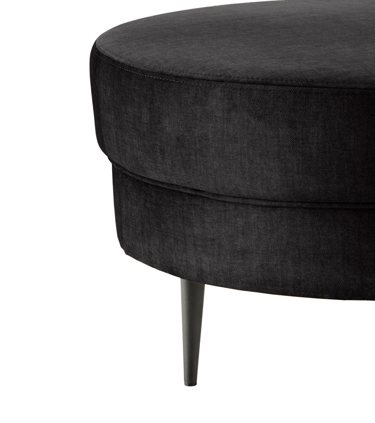 OTTOMANE in Velours Anthrazit  - Anthrazit/Schwarz, Modern, Textil/Metall (211/85/102cm) - Livetastic