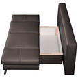 SCHLAFSOFA  in Echtleder Dunkelbraun  - Dunkelbraun/Schwarz, Design, Leder/Metall (200/85/90cm) - Novel