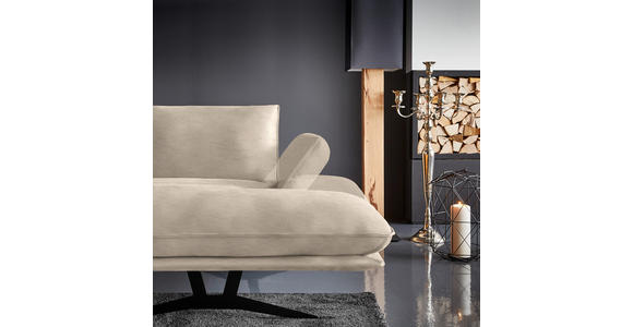 WOHNLANDSCHAFT in Echtleder Sandfarben - Sandfarben/Schwarz, Natur, Leder/Metall (217/359/155cm) - Dieter Knoll