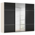 SCHWEBETÜRENSCHRANK 301/223/68 cm 3-türig Schwarz, Champagner  - Chromfarben/Champagner, KONVENTIONELL, Glas/Holzwerkstoff (301/223/68cm) - Novel