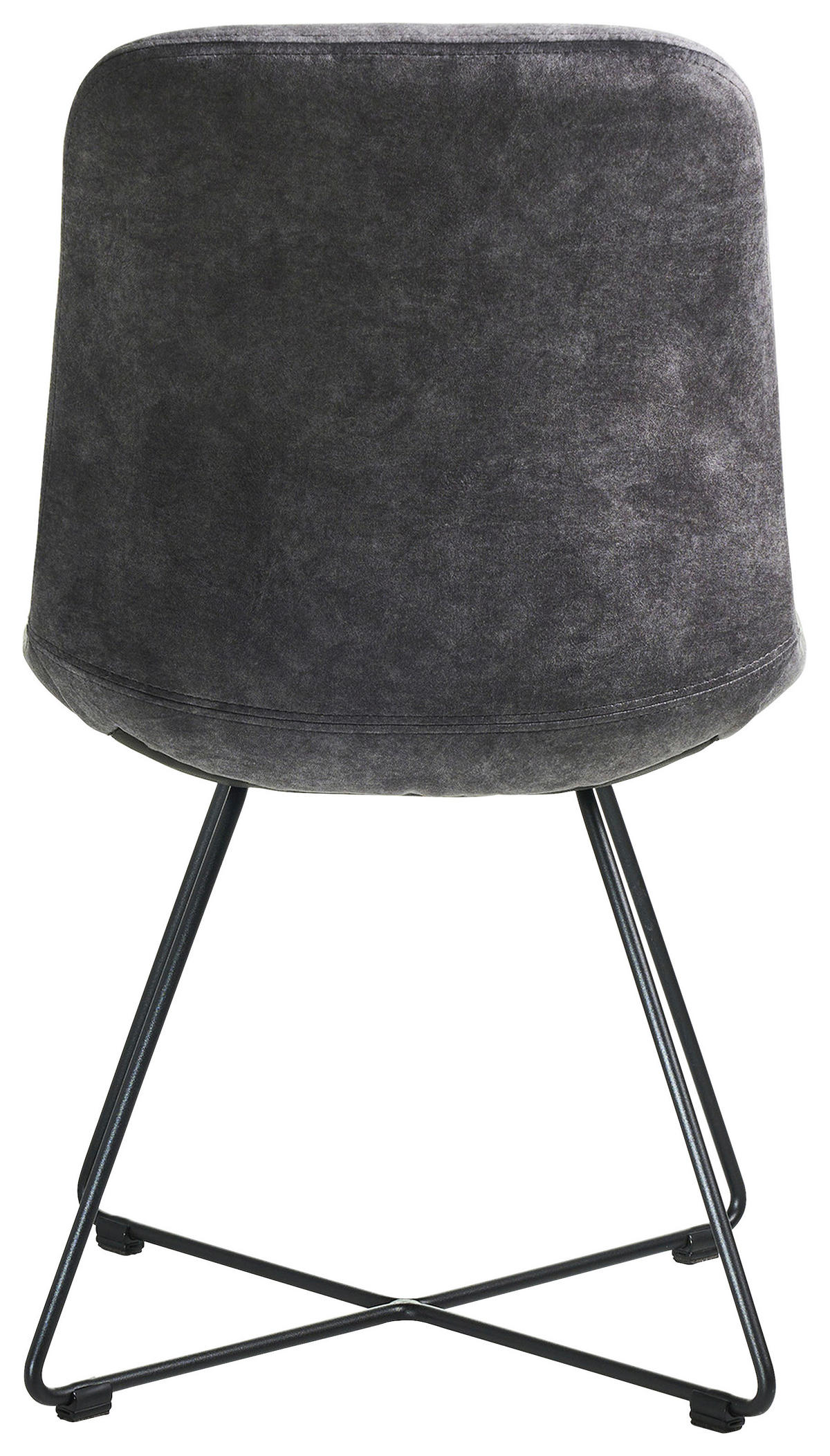 STUHL  in Edelstahl Velours Metall, Textil  - Schwarz/Grau, Basics, Textil/Metall (51/89/61cm) - Celina Home