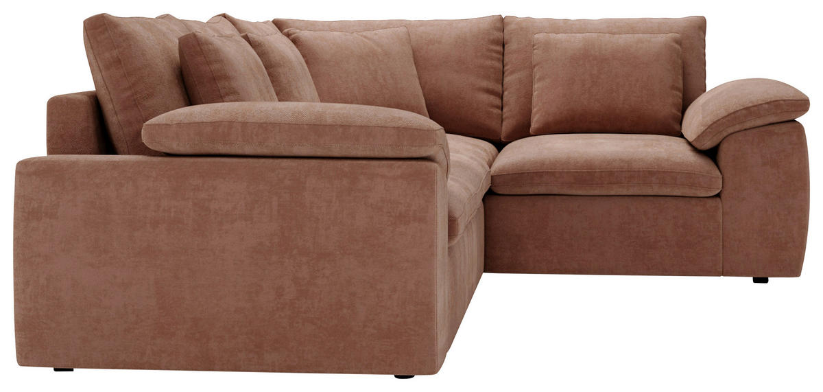 ECKSOFA Chenille Koralle  - Koralle/Schwarz, Design, Kunststoff/Textil (289/216cm) - Livetastic