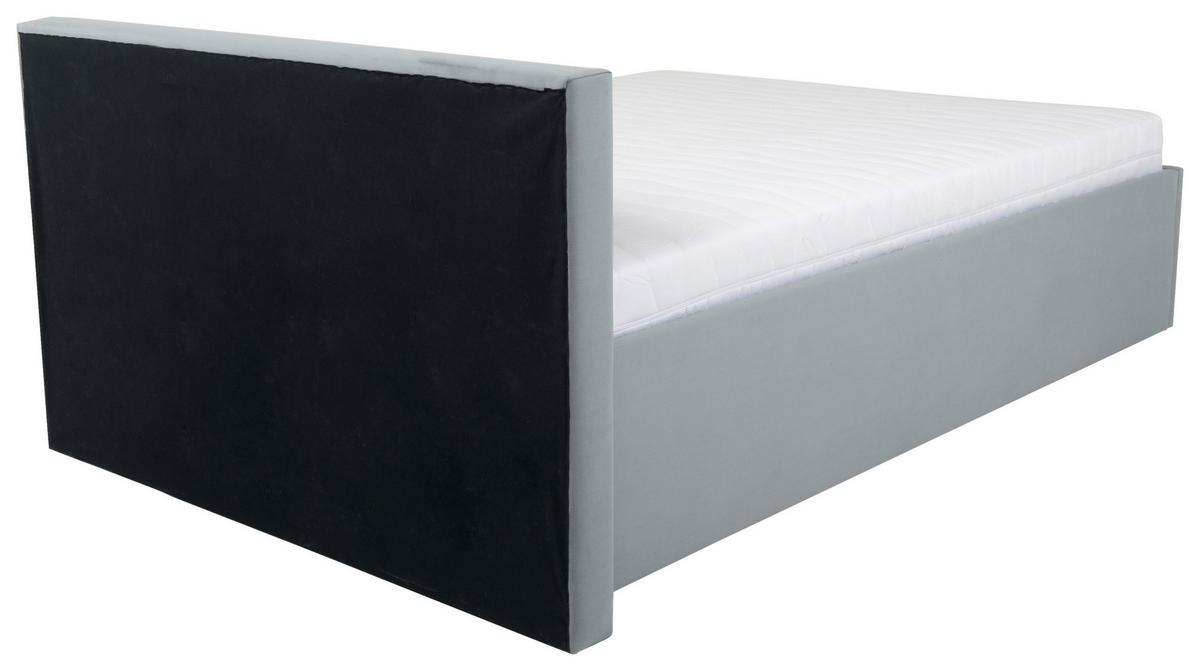 KÁRPITOZOTT ÁGY 120/200 cm  szürke  - króm/szürke, Modern, textil/fa (120/200cm) - MID.YOU