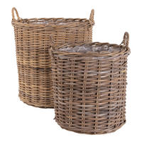 KORBSET 2-teilig  - Braun, Basics, Holz/Kunststoff