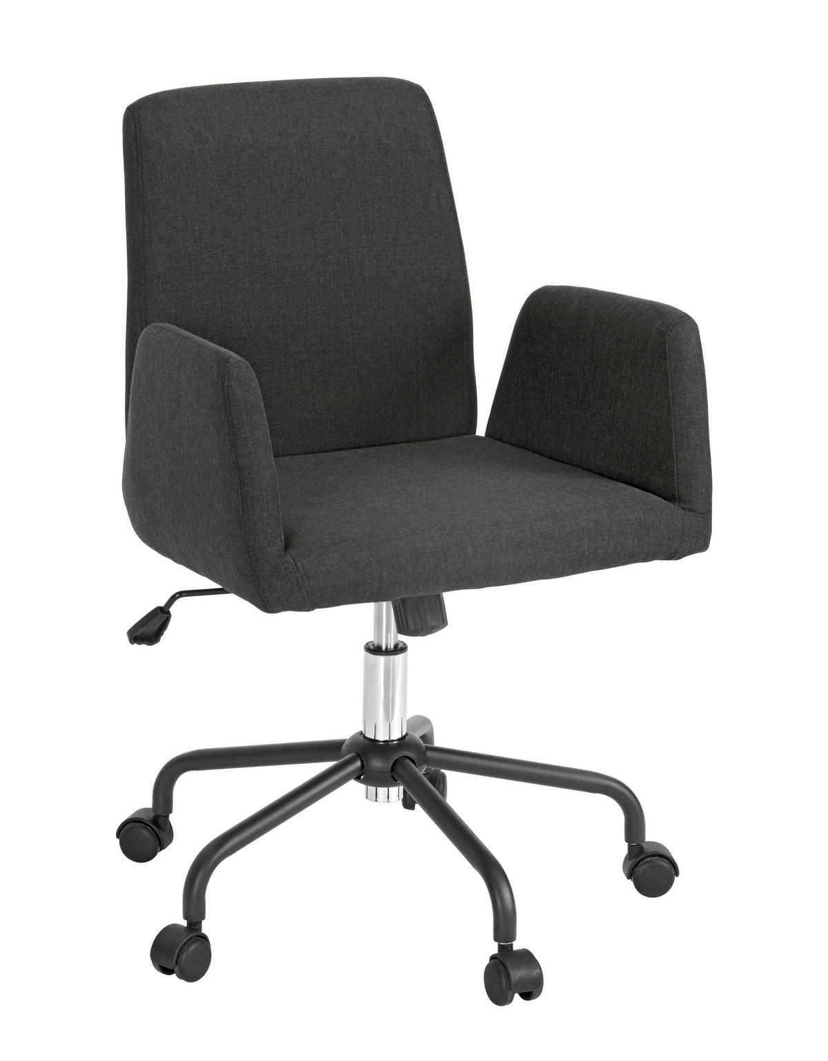 Scaun Birou, țesătură, negru, culoare crom - culoare crom/negru, Design, plastic/metal (58/82-90/57cm) - Carryhome