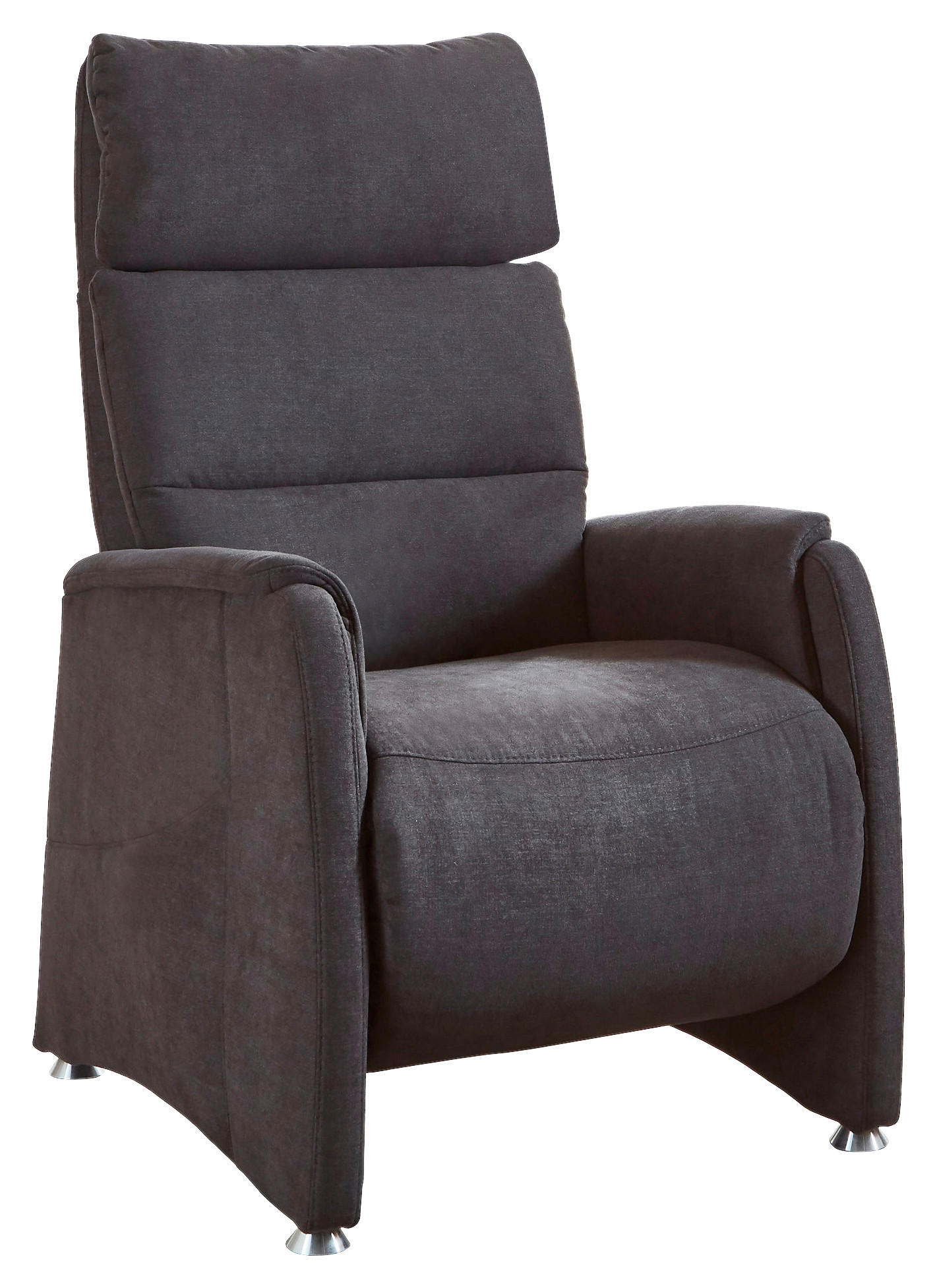 FERNSEHSESSEL  mit Kopfteilverstellung Flachgewebe Anthrazit  - Anthrazit/Alufarben, KONVENTIONELL, Textil/Metall (69/111/83cm) - Cantus