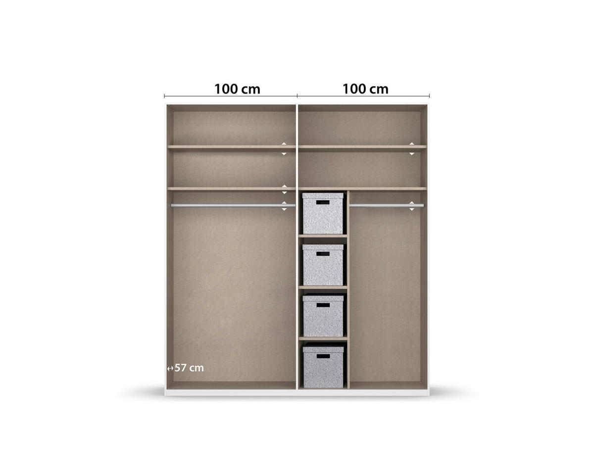 DREHTÜRENSCHRANK 201/223/60 cm 4-türig Schwarz  - Chromfarben/Schwarz, Design, Holzwerkstoff/Metall (201/223/60cm) - home24