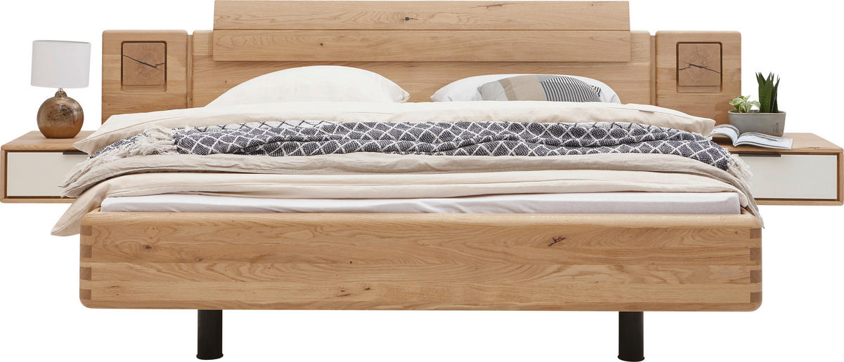 SCHLAFZIMMER Grau, Eichefarben  - Eichefarben/Grau, Design, Glas/Holz (180/200cm) - Valnatura