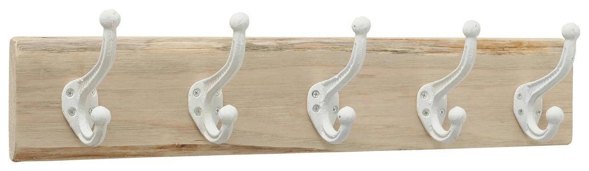 HAKENLEISTE  in Eiche Naturfarben, Weiß  - Naturfarben/Weiß, Basics, Holz (10/55/12cm)