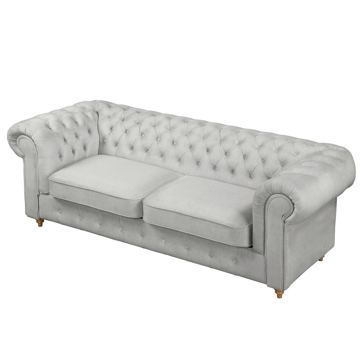 SCHLAFSOFA Mikrofaser Hellgrau Armteil links, Armteil rechts  - Hellgrau/Braun, Design, Holz/Textil (218/74/91cm) - P & B
