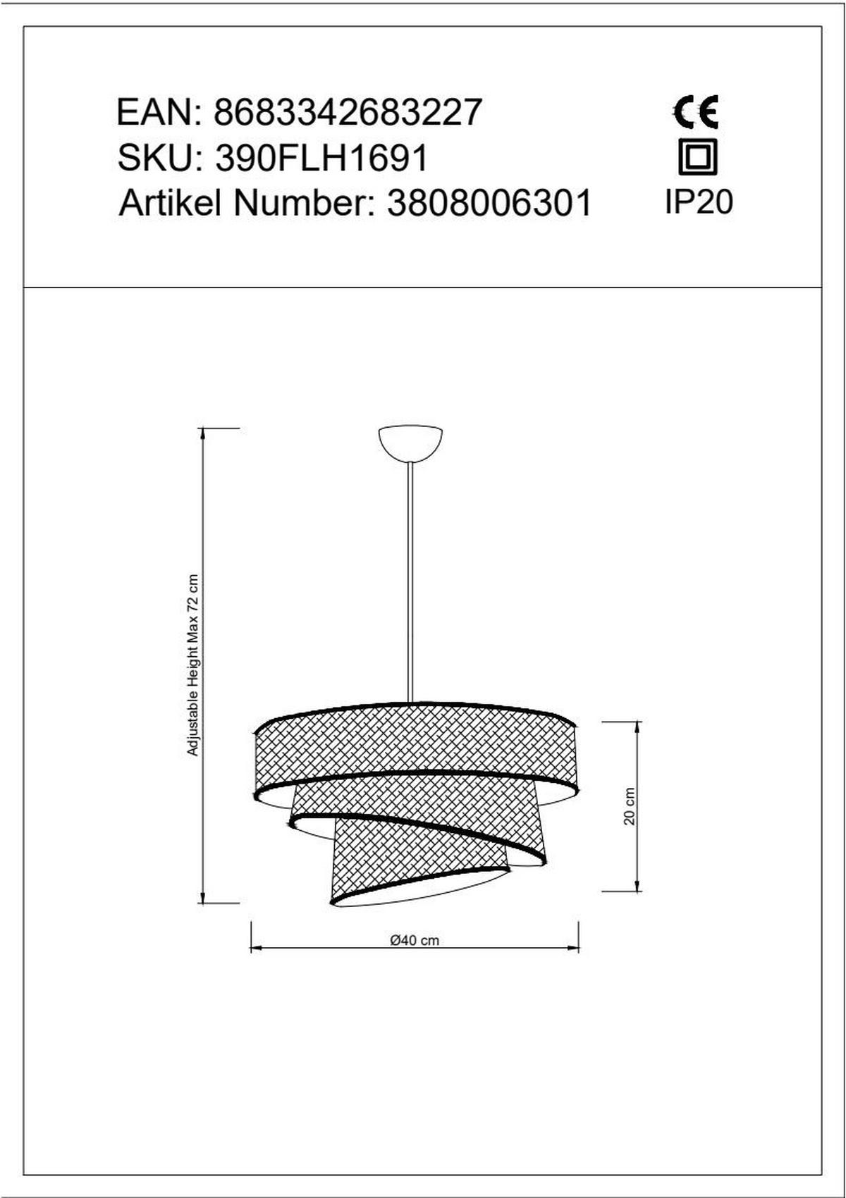 HÄNGELEUCHTE 40/72 cm   - Beige/Goldfarben, KONVENTIONELL, Kunststoff/Textil (40/72cm) - P & B