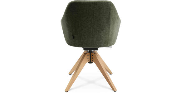 ARMLEHNSTUHL in Velours - Eichefarben/Grün, Design, Holz/Textil (58/82,5-85,2/60cm) - Johann Jakob