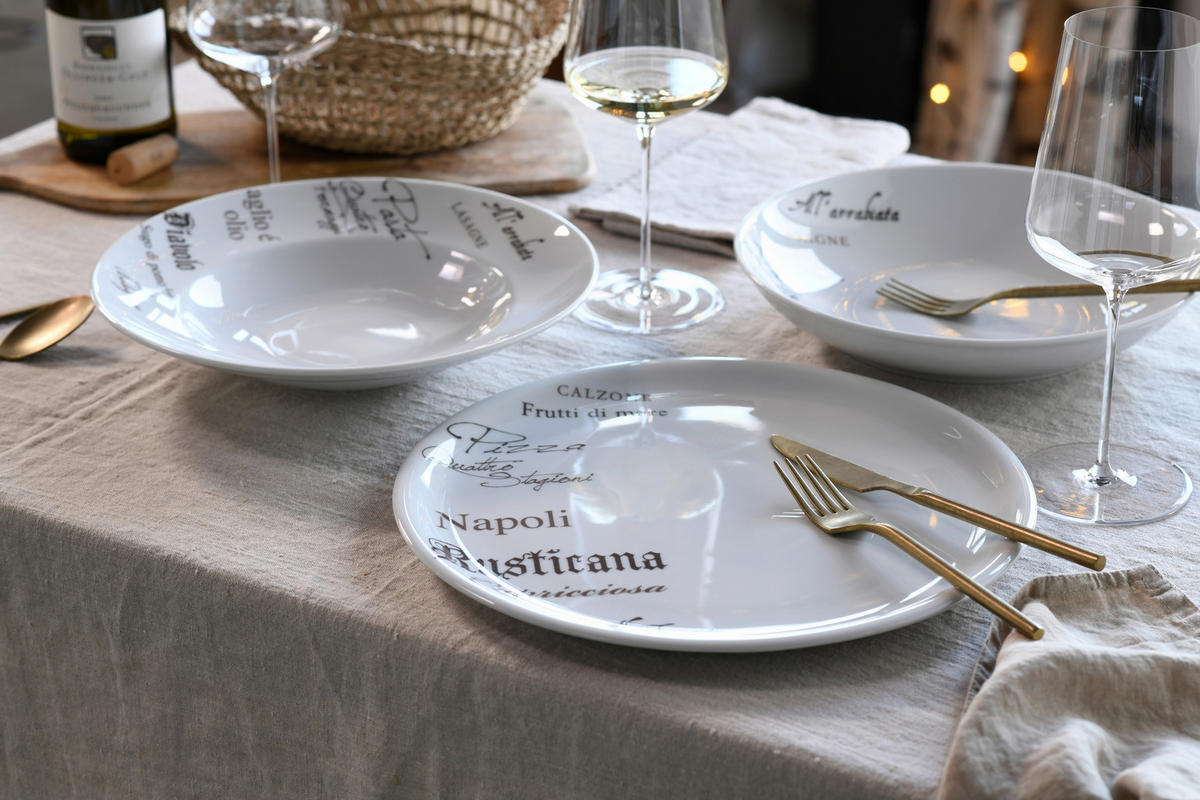 SADA TALÍŘŮ NA PIZZU, keramika, 33 cm - bílá, Design, keramika (33cm) - Creatable