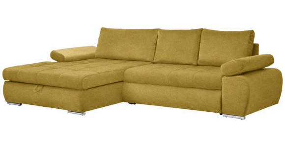 ECKSOFA in Flachgewebe Gelb  - Chromfarben/Gelb, Design, Kunststoff/Textil (173/294cm) - Carryhome