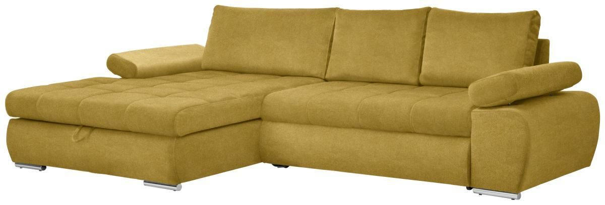 ECKSOFA Gelb Flachgewebe  - Chromfarben/Gelb, Design, Kunststoff/Textil (173/294cm) - Carryhome