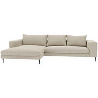 ECKSCHLAFSOFA in Struktur Beige  - Beige/Schwarz, Modern, Textil/Metall (315/170cm) - Trendmanufaktur