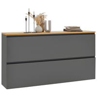 VISEČA OMARA ZA ČEVLJE furnirano siva, barve hrasta - siva/barve hrasta, Design, kovina/leseni material (160/83/31cm) - Dieter Knoll