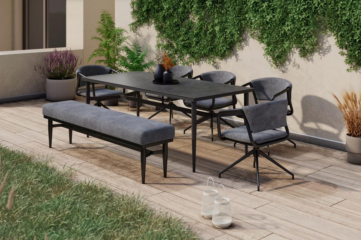 GARTENSESSEL - Anthrazit/Hellgrau, MODERN, Textil/Metall (62/74.5/53.5cm) - Amatio