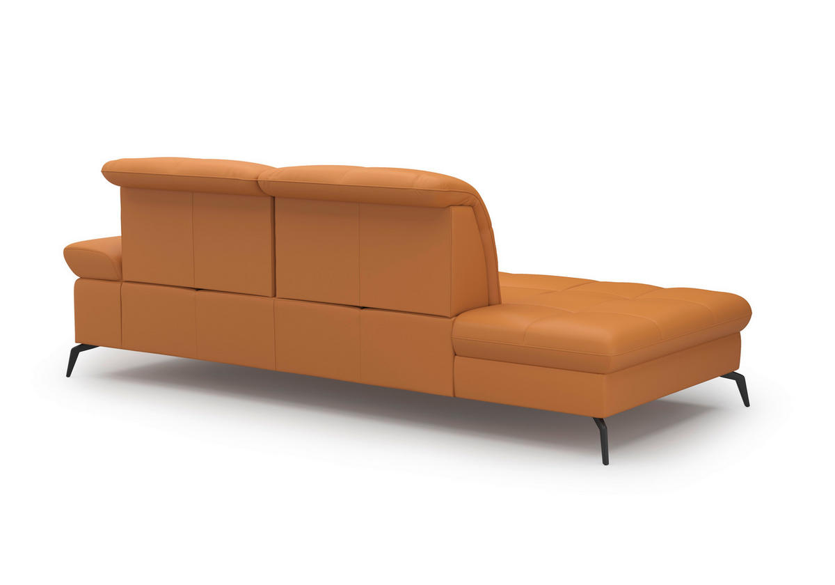 RÉCAMIERE Currygelb Echtleder  - Currygelb/Schwarz, KONVENTIONELL, Leder/Metall (231/90/122cm) - Sit & More